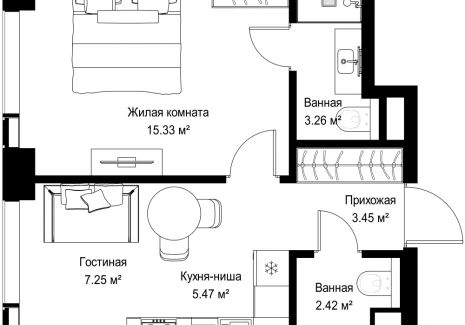 1-комнатная квартира - ул. Верейская, 29/42 / ЖК ВЕЕР - фото 1