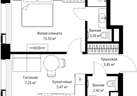 1-комнатная квартира - ул. Верейская, 29/42 / ЖК ВЕЕР - фото 1