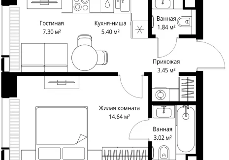 1-комнатная квартира - ул. Верейская, 29/42 / ЖК ВЕЕР - фото 1