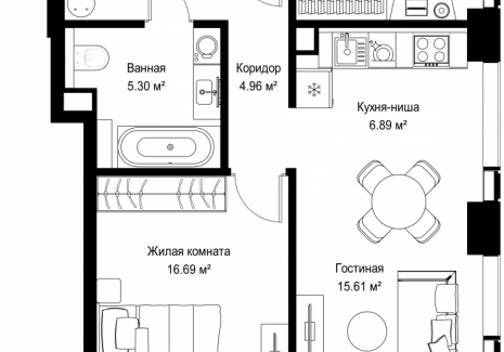 2-комнатная квартира - ул. Верейская, 29/42 / ЖК ВЕЕР - фото 1