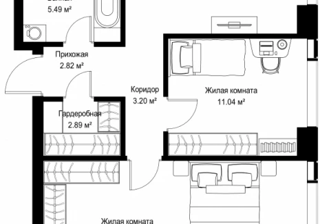 2-комнатная квартира - ул. Верейская, 29/42 / ЖК ВЕЕР - фото 1