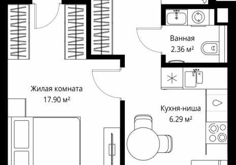 1-комнатная квартира - ул. Верейская, 29/42 / ЖК ВЕЕР - фото 1