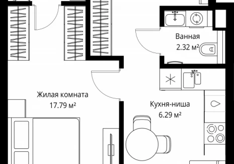 1-комнатная квартира - ул. Верейская, 29/42 / ЖК ВЕЕР - фото 1