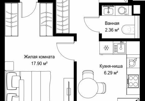 1-комнатная квартира - ул. Верейская, 29/42 / ЖК ВЕЕР - фото 1