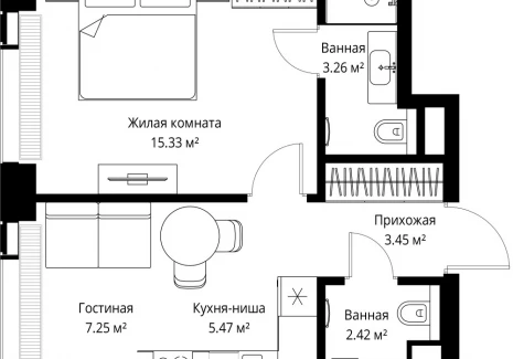 1-комнатная квартира - ул. Верейская, 29/42 / ЖК ВЕЕР - фото 1