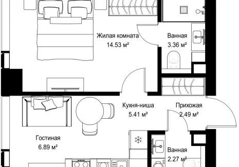 1-комнатная квартира - ул. Верейская, 29/42 / ЖК ВЕЕР - фото 1