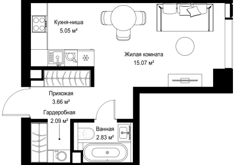 1-комнатная квартира - ул. Верейская, 29/42 / ЖК ВЕЕР - фото 1