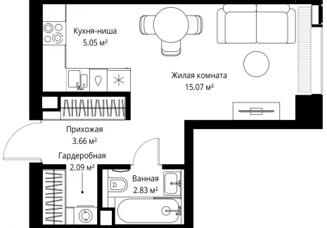 1-комнатная квартира - ул. Верейская, 29/42 / ЖК ВЕЕР - фото 1