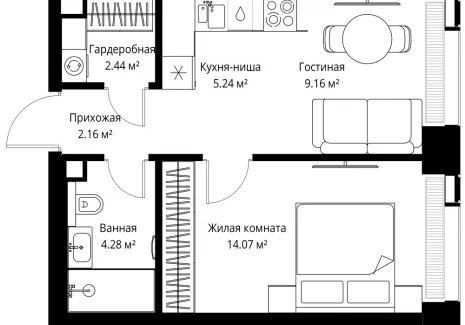 1-комнатная квартира - ул. Верейская, 29/42 / ЖК ВЕЕР - фото 1