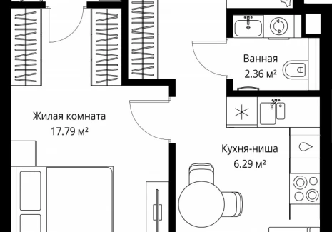 1-комнатная квартира - ул. Верейская, 29/42 / ЖК ВЕЕР - фото 1