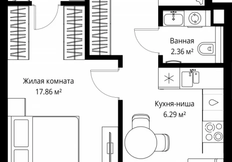 1-комнатная квартира - ул. Верейская, 29/42 / ЖК ВЕЕР - фото 1