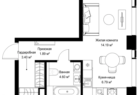 1-комнатная квартира - ул. Верейская, 29/42 / ЖК ВЕЕР - фото 1