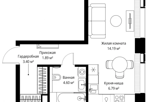1-комнатная квартира - ул. Верейская, 29/42 / ЖК ВЕЕР - фото 1