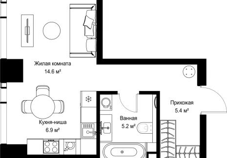1-комнатная квартира - ул. Верейская, 29/42 / ЖК ВЕЕР - фото 1