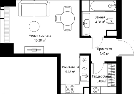1-комнатная квартира - ул. Верейская, 29/42 / ЖК ВЕЕР - фото 1