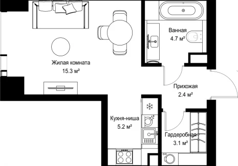 1-комнатная квартира - ул. Верейская, 29/42 / ЖК ВЕЕР - фото 1