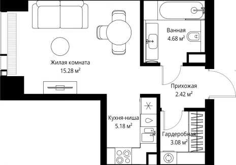 1-комнатная квартира - ул. Верейская, 29/42 / ЖК ВЕЕР - фото 1
