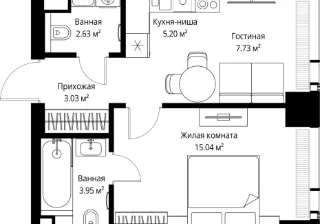 1-комнатная квартира - ул. Верейская, 29/42 / ЖК ВЕЕР - фото 1
