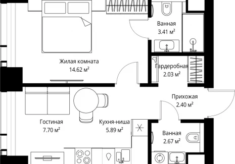 1-комнатная квартира - ул. Верейская, 29/42 / ЖК ВЕЕР - фото 1