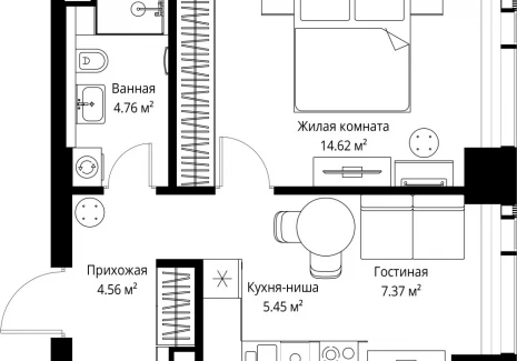 1-комнатная квартира - ул. Верейская, 29/42 / ЖК ВЕЕР - фото 1