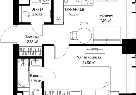 1-комнатная квартира - ул. Верейская, 29/42 / ЖК ВЕЕР - фото 1