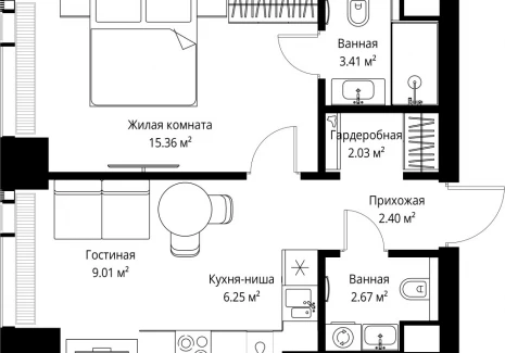 1-комнатная квартира - ул. Верейская, 29/42 / ЖК ВЕЕР - фото 1