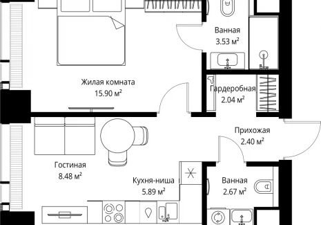 1-комнатная квартира - ул. Верейская, 29/42 / ЖК ВЕЕР - фото 1