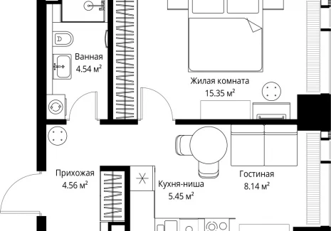 1-комнатная квартира - ул. Верейская, 29/42 / ЖК ВЕЕР - фото 1