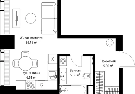 1-комнатная квартира - ул. Верейская, 29/42 / ЖК ВЕЕР - фото 1
