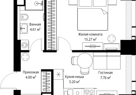 1-комнатная квартира - ул. Верейская, 29/42 / ЖК ВЕЕР - фото 1