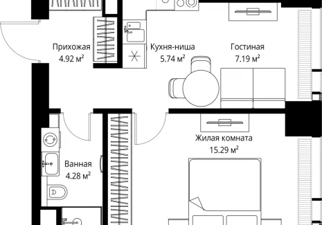 1-комнатная квартира - ул. Верейская, 29/42 / ЖК ВЕЕР - фото 1