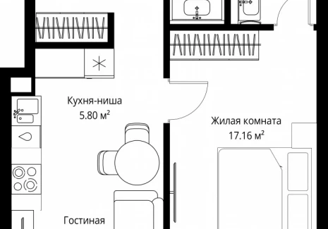 1-комнатная квартира - ул. Верейская, 29/42 / ЖК ВЕЕР - фото 1