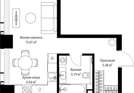 1-комнатная квартира - ул. Верейская, 29/42 / ЖК ВЕЕР - фото 1