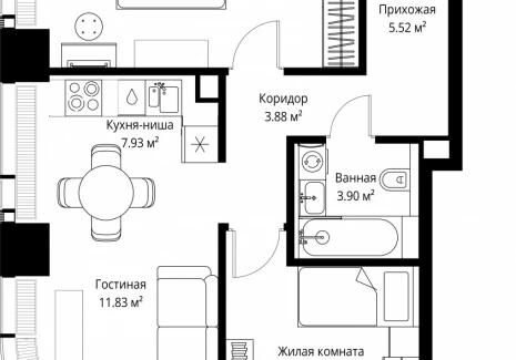 2-комнатная квартира - ул. Верейская, 29/42 / ЖК ВЕЕР - фото 1