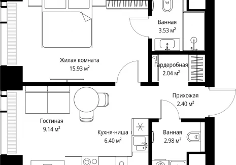 1-комнатная квартира - ул. Верейская, 29/42 / ЖК ВЕЕР - фото 1