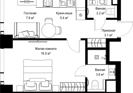 1-комнатная квартира - ул. Верейская, 29/42 / ЖК ВЕЕР - фото 1