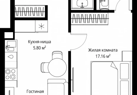 1-комнатная квартира - ул. Верейская, 29/42 / ЖК ВЕЕР - фото 1