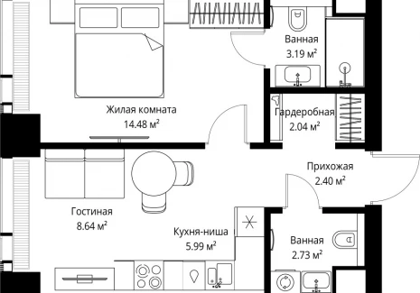 1-комнатная квартира - ул. Верейская, 29/42 / ЖК ВЕЕР - фото 1