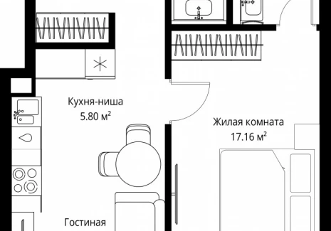 1-комнатная квартира - ул. Верейская, 29/42 / ЖК ВЕЕР - фото 1