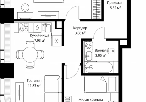 2-комнатная квартира - ул. Верейская, 29/42 / ЖК ВЕЕР - фото 1