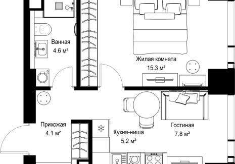 1-комнатная квартира - ул. Верейская, 29/42 / ЖК ВЕЕР - фото 1