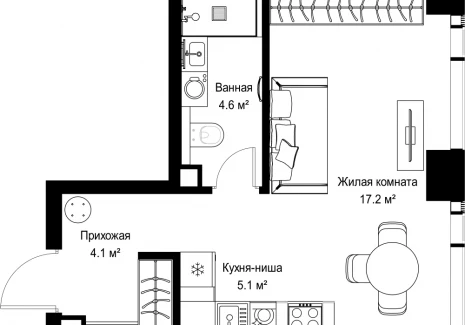1-комнатная квартира - ул. Верейская, 29/42 / ЖК ВЕЕР - фото 1