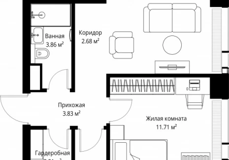 2-комнатная квартира - ул. Верейская, 29/42 / ЖК ВЕЕР - фото 1