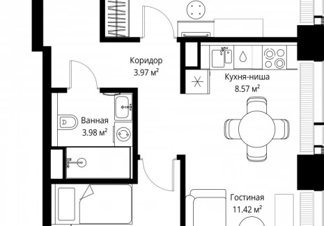 2-комнатная квартира - ул. Верейская, 29/42 / ЖК ВЕЕР - фото 1