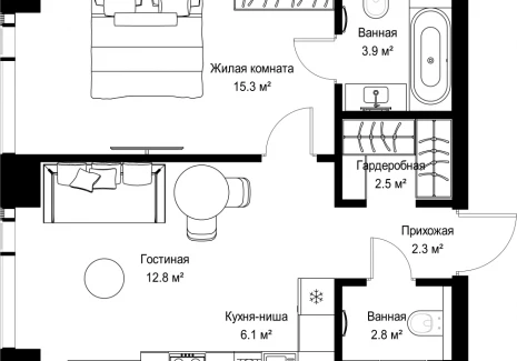 1-комнатная квартира - ул. Верейская, 29/42 / ЖК ВЕЕР - фото 1