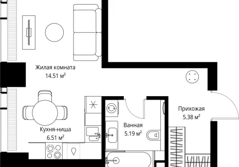 1-комнатная квартира - ул. Верейская, 29/42 / ЖК ВЕЕР - фото 1