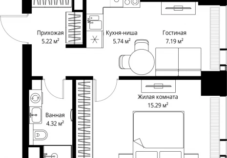1-комнатная квартира - ул. Верейская, 29/42 / ЖК ВЕЕР - фото 1