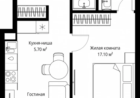 1-комнатная квартира - ул. Верейская, 29/42 / ЖК ВЕЕР - фото 1
