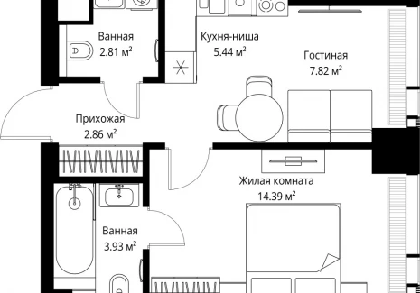 1-комнатная квартира - ул. Верейская, 29/42 / ЖК ВЕЕР - фото 1