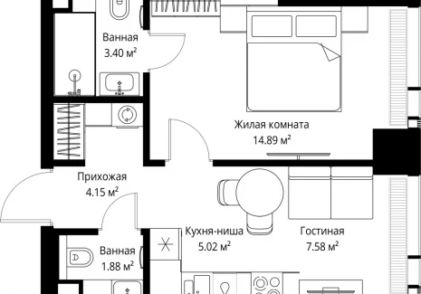 1-комнатная квартира - ул. Верейская, 29/42 / ЖК ВЕЕР - фото 1